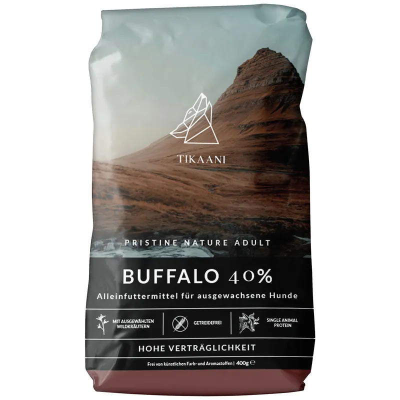 Bestseller TIKAANI Pristine Nature Adult Buffalo 400 Gramm Hundetrockenfutter